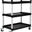 3-Tier Utility Rolling Cart with Wheels, Durable Catering carts with Wheels, Rolling Storage Cart for Hotel Canteen Resturant Office (Black, 31.4" D x 16.5" W x 37.7" H)