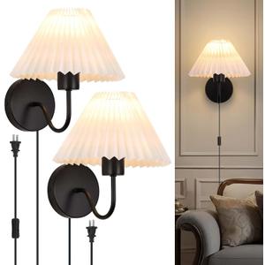 ADISUN Wall Sconces Sets of 2, Plug in Wall Sconces for Bedroom Dresser Classic Wall Lamp for Living Room Bathroom Dining Room Corridor Staircase