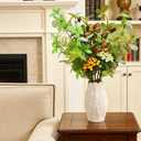 K&Y Realistic Artificial Potted Plants Olive Wild Fern Berry Decor Low Maintenance Faux Greenery Indoor Fake Plants for Home Office Bathroom Kitchen Desk Shelf No Watering Needed (White Vase), 21"
