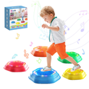 Holyton Music Light Up Stepping Stones for Kids, 5-Pack Sensory Balance Stones, Non-Slip Toddler Stepping Toys for Ages 3-8, Ideal for Sensory Training & Great Gift for Indoor & Outdoor Play