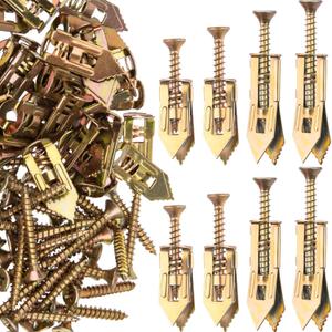 HINZIC 40 Sets Self-Drilling Drywall Anchors, Zinc Plated Steel Screws and Anchors Kit Heavy Duty, No Drill or Holes in Wall, for Garden Statues, Patio Furniture, TV, Shelf Straps, Cabinets - 4 Sizes