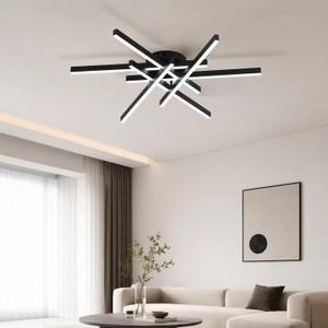 Semi Flush Mount Modern Light Fixture,35.4" Modern LED Ceiling Lights Fixture,for Hallway,Entrance,Cafe,Living Room,Bedroom,Corridor,Porch,Passage Light Fixtures (Black (6-Lights)), 12.0 Inches