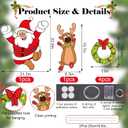 Outdoor Christmas Fence Decorations Light Up Xmas Fence Peeker Signs Decor Santa Claus Reindeer Wreath Yard Hanging Ornament with String Lights for Garden Lawn Fireplace Xmas Tree