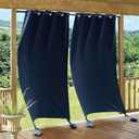 RYB HOME Outdoor Curtains for Patio Windproof with Weighted Bags, Waterproof Blackout Draperies for Outside Living Screen Porch Balcony Gazebo Sunroom Pool, W 52" x L 84", Navy Blue, 2 Panels