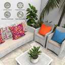 Outdoor Pillows Set of 2, 18''18''Waterproof Throw Pillow for Patio Furniture, Feathers and Down Filled Outside Decorative Pillows Inserts for Garden, Porch Swing, Couch and Sofa (Paisley Floral)