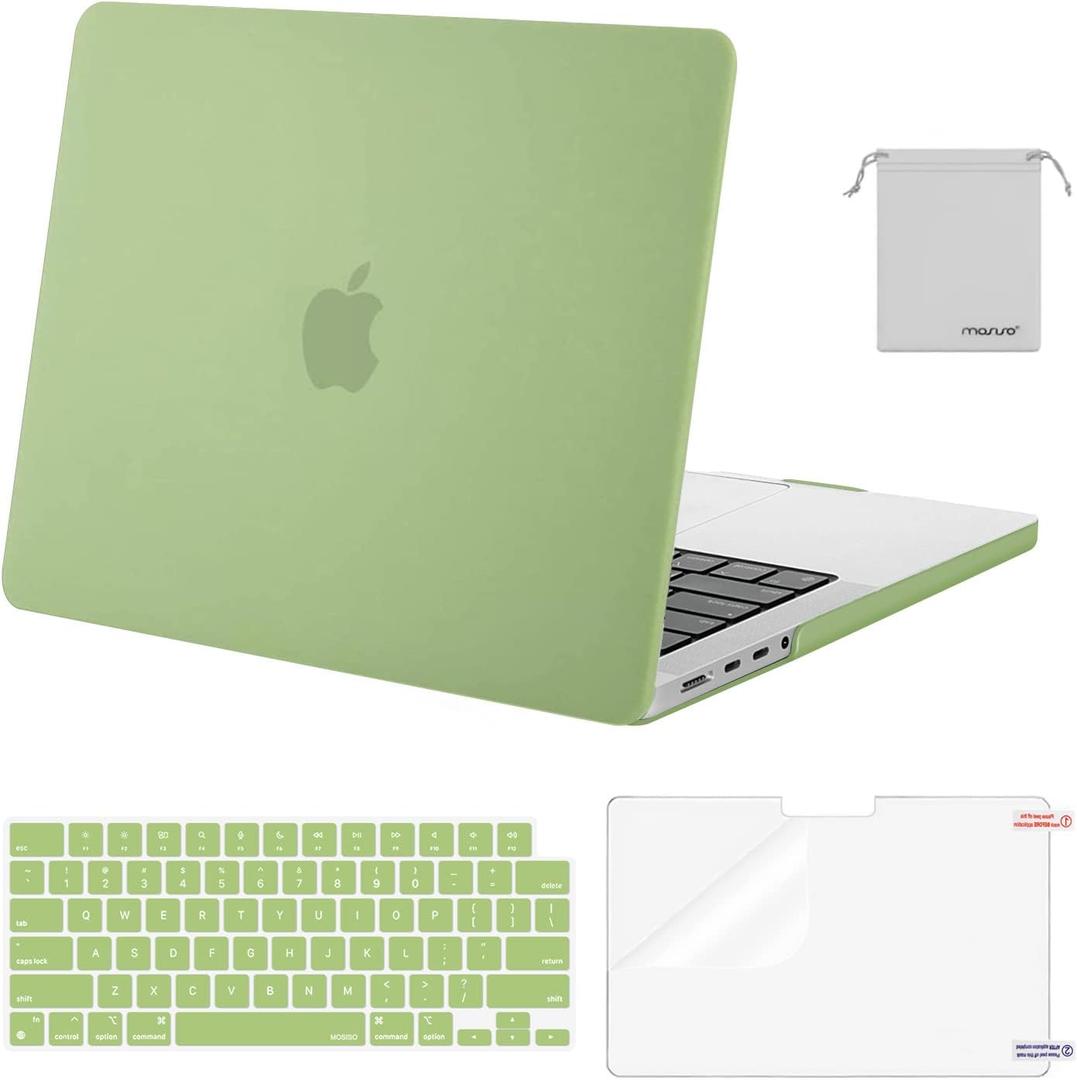 MOSISO Compatible with MacBook Pro 14 inch Case M5 2026 M4 2025 M3 M2 M1 2024-2021 A3427 A3426 A3434 A3112 A3185 A3401 A2918 A2992 A2779 A2442,Hard Case&Keyboard Skin&ScreenFilm&Pouch, Avocado Green