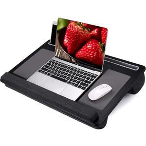 Extra Large Lap Laptop Desk- Home Office Portable LapDesk with Mouse Pad & Wrist Rest for Notebook/MacBook/Tablet, Sofa Bed Working, Writing, Drawing (Carbon Black, Fit Up to 17-inch Laptops)
