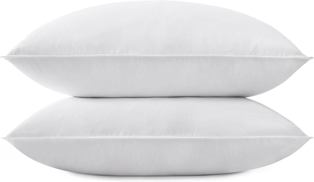 SNUG&COZY Grey Goose Feather Down Pillow for Sleeping(2 Pack)- King Size(20IN36IN), Goose Feather&Down Filling, 100% Down Proof, Machine Wash, White