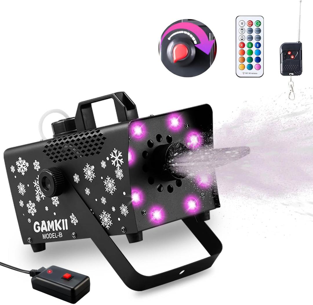 800W Snow Machine, Speed Control Snow Maker with 8 LED Lights & 13 Lighting Color & 4 Lighting Mode, Snowflake Making Machine for Outdoor Backyard Christmas Wedding Party and Stage
