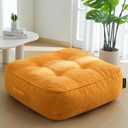 8" Washable Floor Pillow Cushion for Adults, Meditation Cushion Pillow, Large Square Floor Sitting, Removable Tufted Corduroy Cover, for Tatami Living Room or Yoga, 22x22 Inch, Machine Washable (8" Thick(Pack of 1))