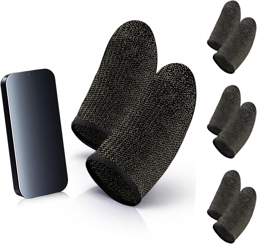Bluradio Gaming Finger Sleeve, Anti-Sweat, Nanofiber, 6 Pack Ultra-Thin SliverFiber Touchscreen Thumb Sleeves,Perfect Touchscreen for Mobile Phone - DedalesGamer Profesionales