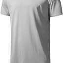 LETAOTAO Mens Hipster Longline T-Shirt Drop Cut Scallop Long Tail Slim Fit Bodybuilding Gym Muscle Workout Tee, XXL