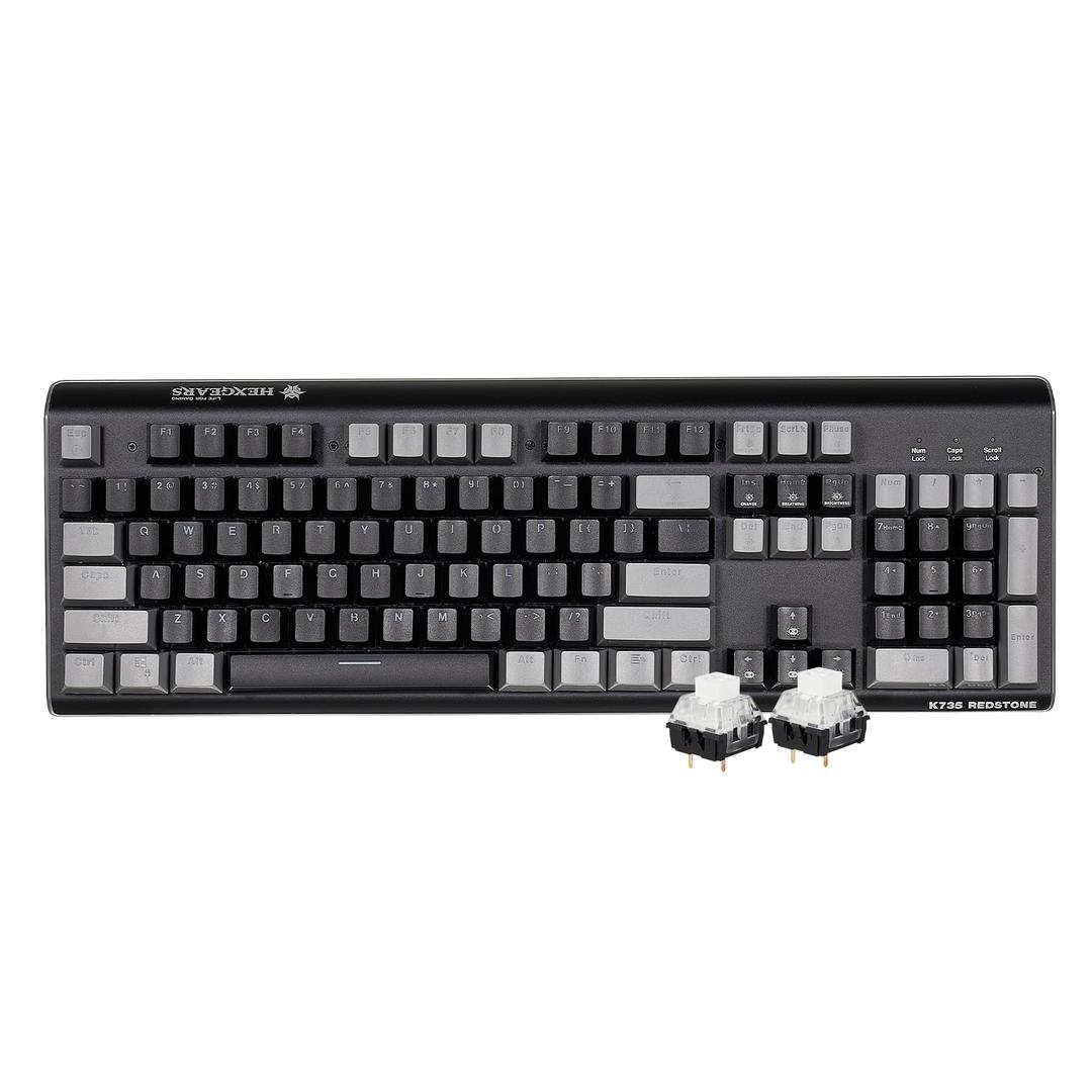 Hexgears GK735 Wired Full Size Mechanical Keyboard, Aluminum Housing Built for Gamers w/Kailh Box White Switch, White Backlit + Surrounded by RGB Light Strip, 104 Keys Gaming Keyboard for PC/Mac