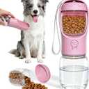 Dog Water Bottle, Portable Water Bottle with Food Container for Dogs Cat Pet Hiking Walking Travel Camping, Leak-Proof Dog Water Bowl Dispenser with Feeder Function Puppy Essentials
