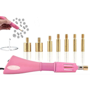 Wadukud Hotfix Applicator, DIY Hot Fix Rhinestone Setter with 7 Hot Fix Tips & 3 Boxes of Colored Crystal
