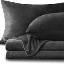 BEDELITE Flannel Sheets Queen Size Dark Grey - Super Soft Fleece Sheets Set Fluffy Extra Plush, 4 Piece(Include Fitted Sheet, Flat Sheet, 2 Pillowcases)