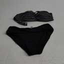 Women's Strapless Bandeau Bikini Set - Twist Front Two Piece Swimsuit with Side Tie Bathing Suit Bottom (Medium)