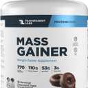 Transparent Labs Mass Gainer Protein Powder - Naturally Flavored Grass-Fed Whey w/ 53g Protein, 110g Carbs, High-Calorie Powder for Muscle Gain & Recovery, 3g Creatine - 15 Servings, Chocolate Glaze, BBD 04/2028