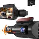 360 Rotating Dual Dash Cam for Cars, 2 Channel Front and Inside Car Camera with 1440P, 170 Wide Angle, Night Vision, Built-in WDR, Free 32GB Card