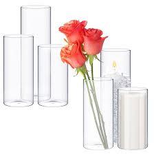 Didaey 5 Pcs Glass Cylinder Vases for Centerpieces 5,6,8,10 Inch Tall Clear Flowers Vase Hurricane Floating Candles Holders Bulk for Table Centerpieces Wedding Home Decor (2.5'' X 5'',6'',8'')