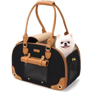 Dog Carrier Purse, Pet Carrier, Foldable Waterproof Premium Nylon Pet Travel Portable Bag Carrier for Cat and Small Dog Home/Outdoor Medium Black