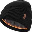 FURTALK Winter Hats for Men Women Fleece Lined Beanie Warm Cuffed Outdoor Skull Cap (One Size, Black)