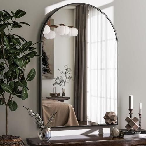 HARRITPURE Arched Wall Mirror – 26"x38" Arch Bathroom Mirror Metal Frame Vanity Mirror for Bedroom, Entryway Dresser Decor, Black