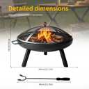 23inch Portable Fire Pit with Fire Poker and Spark Screen, 2 in 1 Small Round Outdoor Fireplace for Outside Heating, Bonfire Party, Camping, Backyard, Patio, Garden, RV Trip