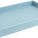 Modern Elegant 18"x12" Rectangle Baby Light Blue Glossy Shagreen Faux Leather Decorative Tray Ottoman Coffee Table Perfume Living Room Kitchen Serving Tray with Silver Metal Handles by Home Redefined