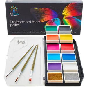 Face Paint Kit  Non-Toxic & Hypoallergenic  Professional Face Painting Kit for Kids & Adults  Cosplay Makeup Kit  Easy to Apply & Remove  Leakproof Dry Glitters (12 pots)