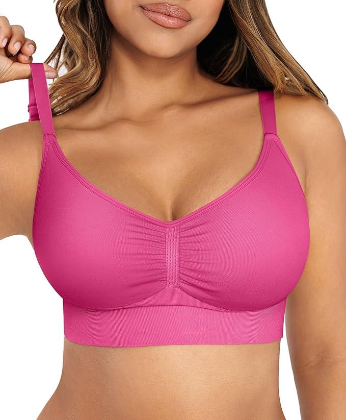 Lover-Beauty Wireless Bras for Women Push Up Full Coverage Seamless Everyday Bras Padded Sports Bra with Adjustable Straps, XL