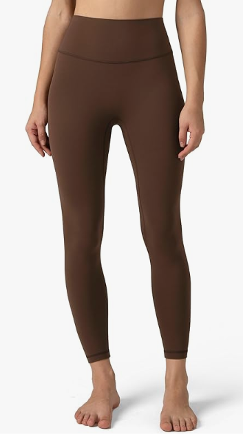 Colorfulkoala Dreamlux No Front Seam Leggings for Women 25"/28" Inseam, High Waisted Buttery Soft Yoga Pants (Roasted Chestnut), Size S/M