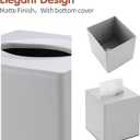 Y-in Hand Tissue Box Cover, Square Facial Tissue Holder Storage for Bathroom Vanity, Countertops, Dressers, Night Stand, Parlors and Offices - Grey