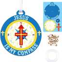 Soulchen 24 Pcs Jesus is My Compass Craft Kits Religious Bible Faith Cross Craft Kit Compass Hanging Ornaments DIY Gift for Vbs Fun Activities Party Decoration