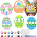 PullCrease 6 Pack Large Easter Paint Your Own Plaster Stones for Kids Arts and Crafts Handprint Stepping Painting Kit DIY Egg Ceramic Craft Pottery Outdoor Painting Gifts for Kids Ages 4-12