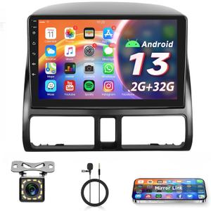 2G+32G Android 13 Car Radio for Honda CRV 2002-2006, Rimoody Car Stereo GPS WiFi 9'' Touchscreen Mirror Link EQ Bluetooth FM Radio + Rear Camera