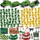 105 PCS Army Men Playset with Army Men Action Figures, Army Men Soldiers Toys for Boys Kids Ages 4-8-12, Military Toys Set with Army Men Tank, Plane, Green Army Men, Army Guys, 4 Cars