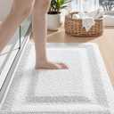 DEXI Bath Mats for Bathroom 20x32, Non Slip Washable Bathroom Rug, Thick Soft Chenille Absorbent Bathmat for Shower Floor, Fluffy Shaggy Carpet for Tub, White (1'8" x 2'8" (Rectangular))