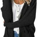 MEROKEETY Women's Long Sleeve Soft Chunky Knit Sweater Open Front Cardigans Outwear Coat, S