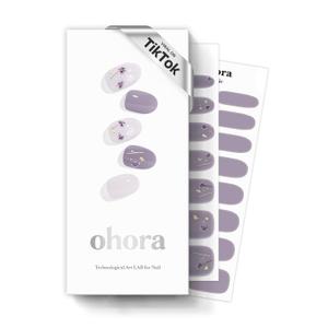 ohora Semi Cured Gel Nail Strips (N Dancing Flower) - White Works with Any UV/LED Lamps, Salon-Quality, Long Lasting, Easy to Apply & Remove - Includes 2 Prep Pads, Nail File & Wooden Stick (04. N Dancing Flower)