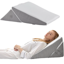 Bedluxe Wedge Pillow for Sleeping, Adjustable 9&12 Inch Foldable Bed Wedge Pillow Set, Orthopedic Memory Foam Triangle Pillows Wedge, 7-in-1 Elevated Pillows for Leg and Back Support, White/Grey