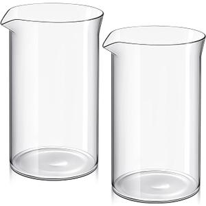 Maxdot 2 Pcs 12 oz French Press Replacement Glass Universal Replacement Beaker for French Press Tea and Coffee Makers Borosilicate 3.3 Glass Spare Carafe