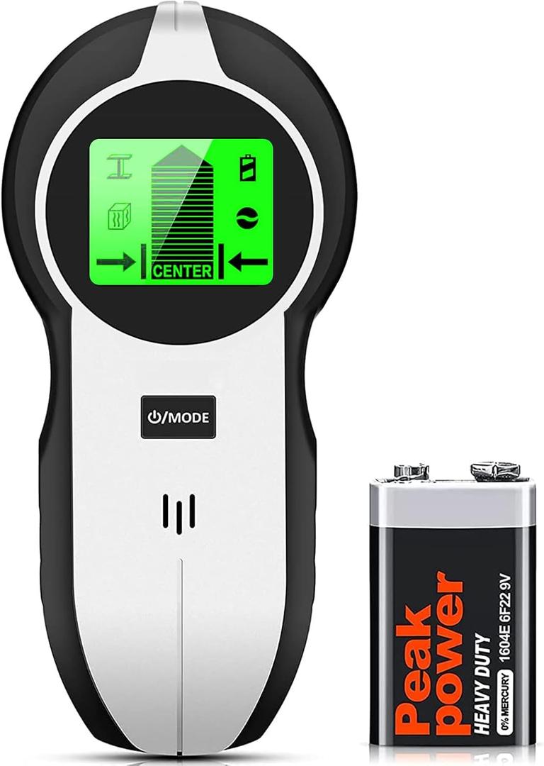 Stud Finder Wall Scanner 5 in 1 Upgraded Electronic Wall Scanner with Battery for Wood Metal and AC Wire Detection,HD LCD Display and Audio Alarm, Green