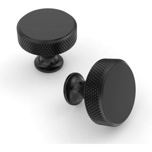 Asidrama 10 Pack Matte Black Kitchen Cabinet Knobs - Knurled Dresser Drawer Cabinet Hardware Aluminum Knobs for Dresser Drawers