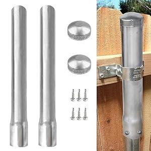 GRELWT 2 Pack 2-3/8" OD Metal Post Extender, 24" Fence Post Extension Height, Hot-dip Galvanized Steel, Includes Screws and Caps