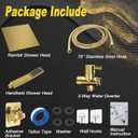8"High Pressure Square Rain Shower Head and 2-in-1 Hand Shower.Equipped with 78"Hose, 3 Way Diverter Valve,Adhesive Shower Head Holder.(AWAXFOLO Square Shower Head Set gold)