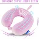 Travel Pillow Memory Foam for Airplanes - Neck Pillow for Traveling, Car, Home, Flight Pillow for Sleeping with Attachable Snap Strap Soft Washable Cover, Provide Head Neck Support Rest, Light Purple