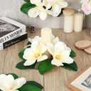4 Pcs Artificial Magnolia Wreaths for Front Door Mini Floral Hanging Wreath for Pillar Porch Wall Window Farmhouse All Seasons Decoration