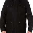 Men's Wool Blend Zip Front Military Jacket (X-Large, Black)