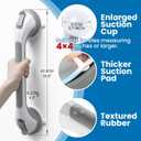 LEVERLOC Grab Bars for Bathtubs and Showers, Shower Handle 17 Inch Strong Suction Bath Handrails, Safety Grip for Bathroom Chair, Bathroom Grab Bar for Senior No Drilling Waterproof,Grey